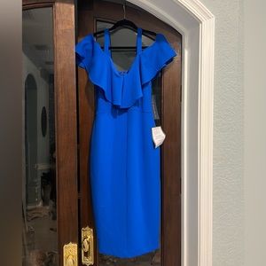 MACYS Rachel Roy Blue Off the Shoulder Midi Dress
